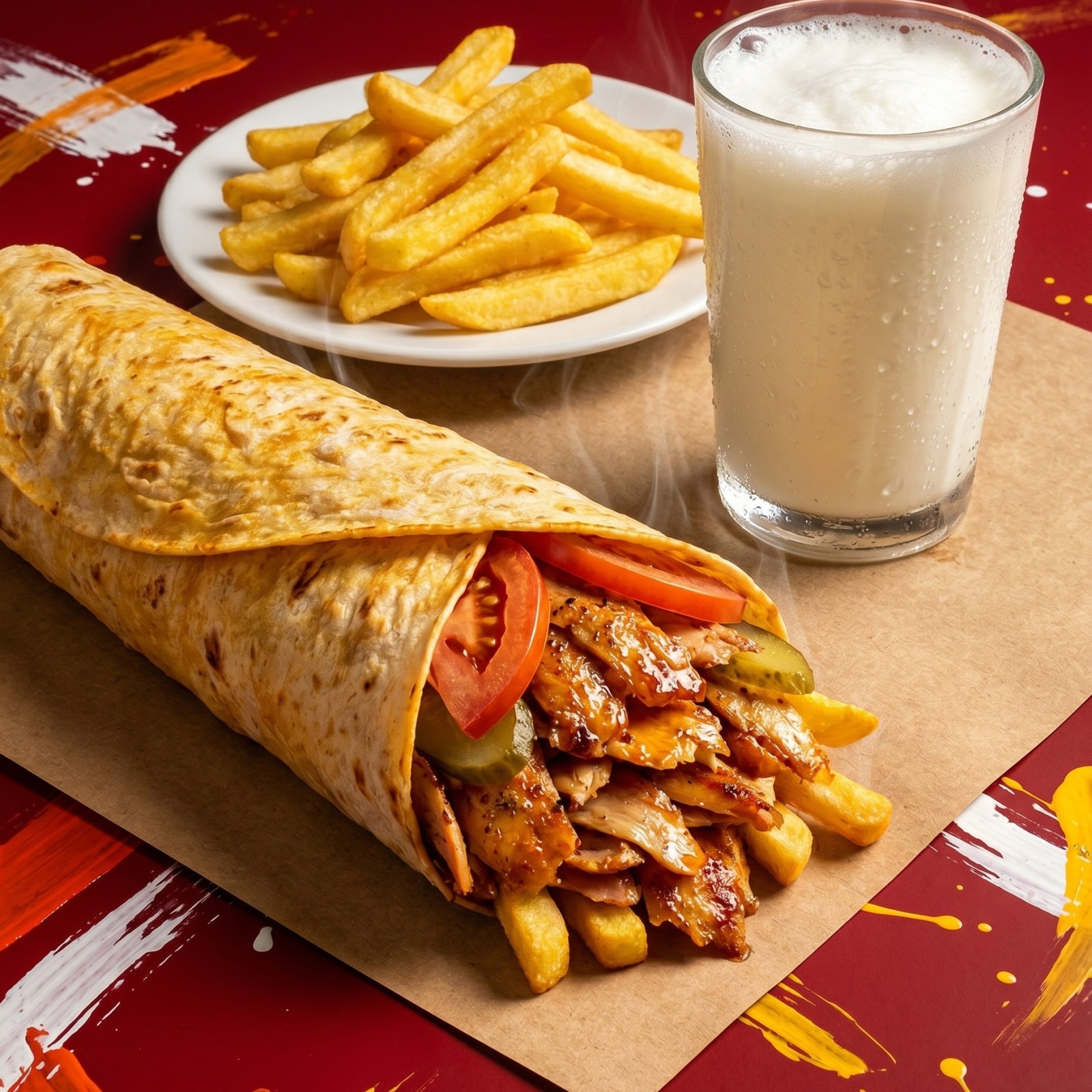 ( 105 gr orta dürüm + 100 gr patates + ayran 170 ml)