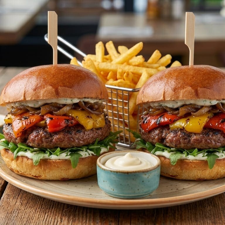 2'li Köz Biberli Burger + Kızartma