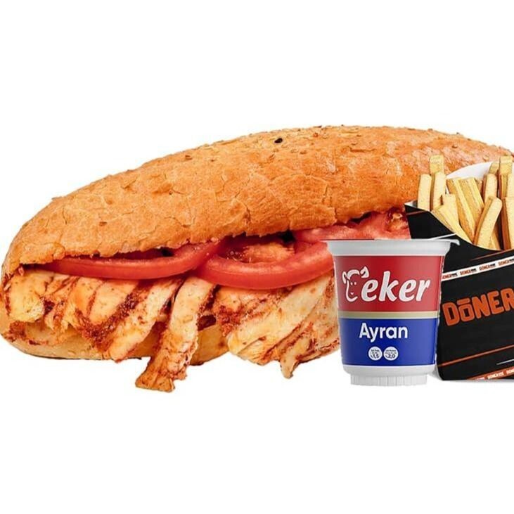 Tavuk Döner Sandiviç +Patates Kızartması+Ayran