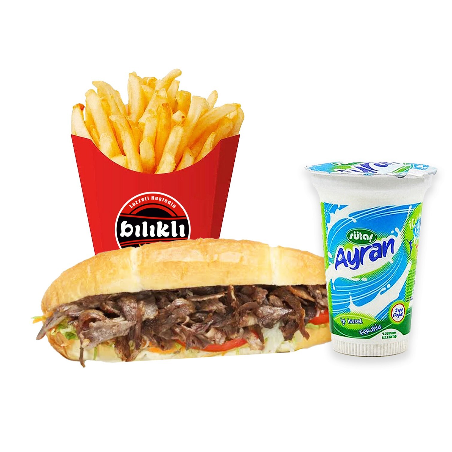 Ekmek Arası Et Döner Menü 1 ( Patates Cips + Ayran )