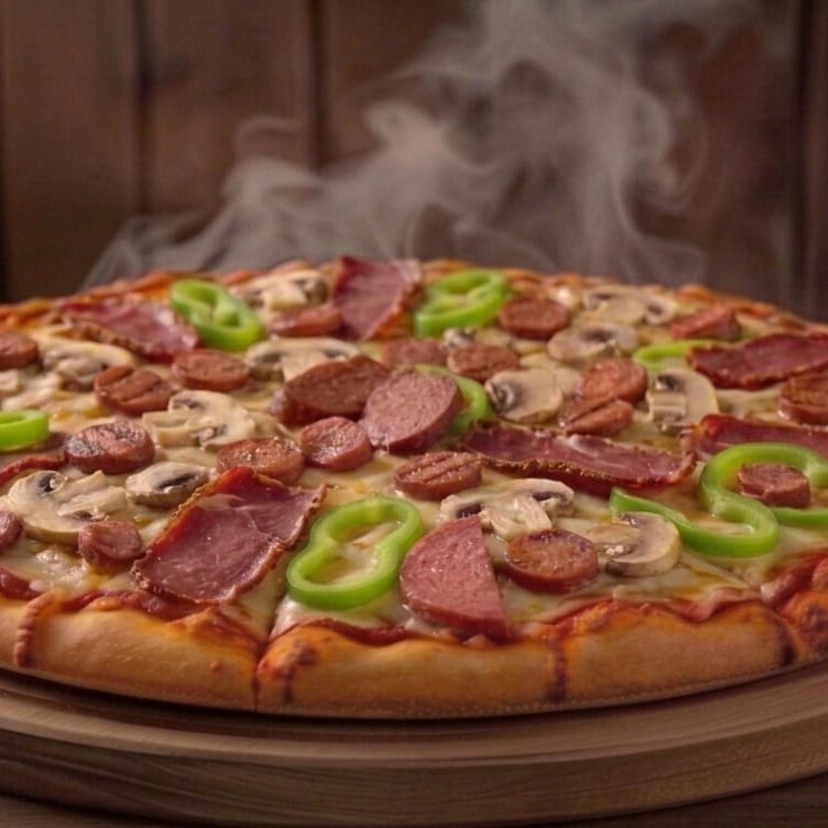 Turkish Pizza (Orta) VIP Live Sos % 100 Dana Pastırmalı Sucuklu Mantarlı Gurme Pizzacı Pizza