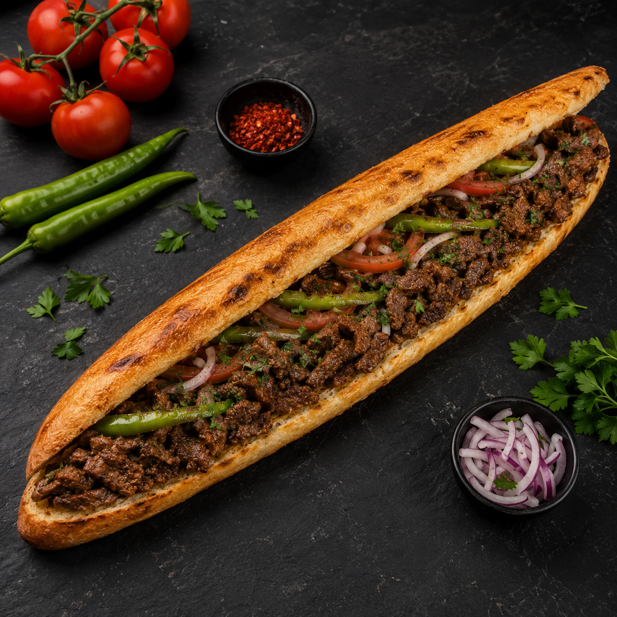 🥖 35 CM Boru Pide Arası Saç Kavurma