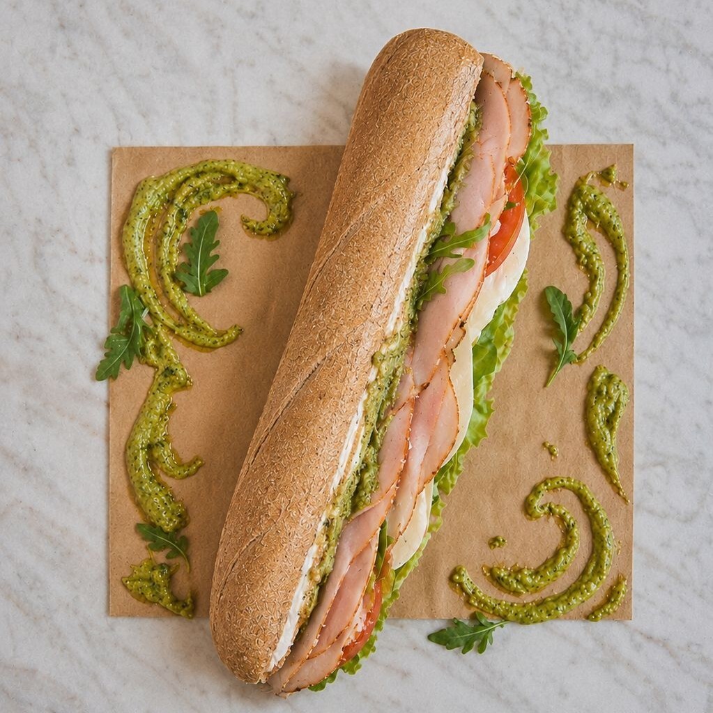 Tam Buğday Ekmek Pestocado Sandviç (Hindi Fümeli) 30 cm