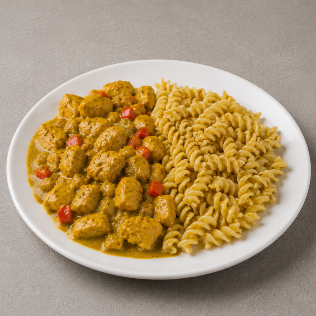 Köri Soslu Tavuk & Fusilli Makarna