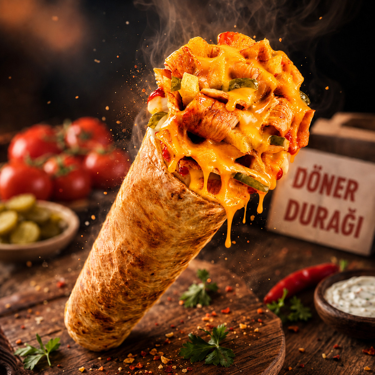Cheddar Peynirli Tavuk Döner Dürüm
