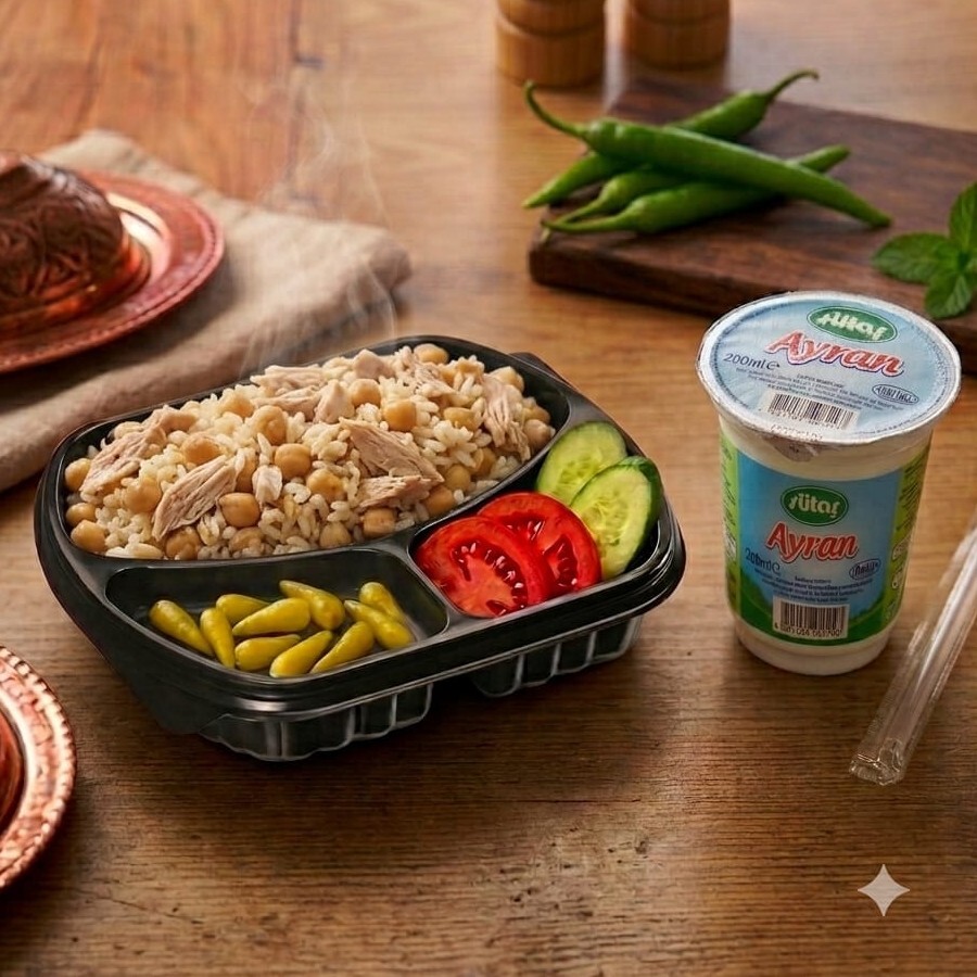 Tavuklu Nohutlu Pilav (1.5 Porsiyon) + Ayran