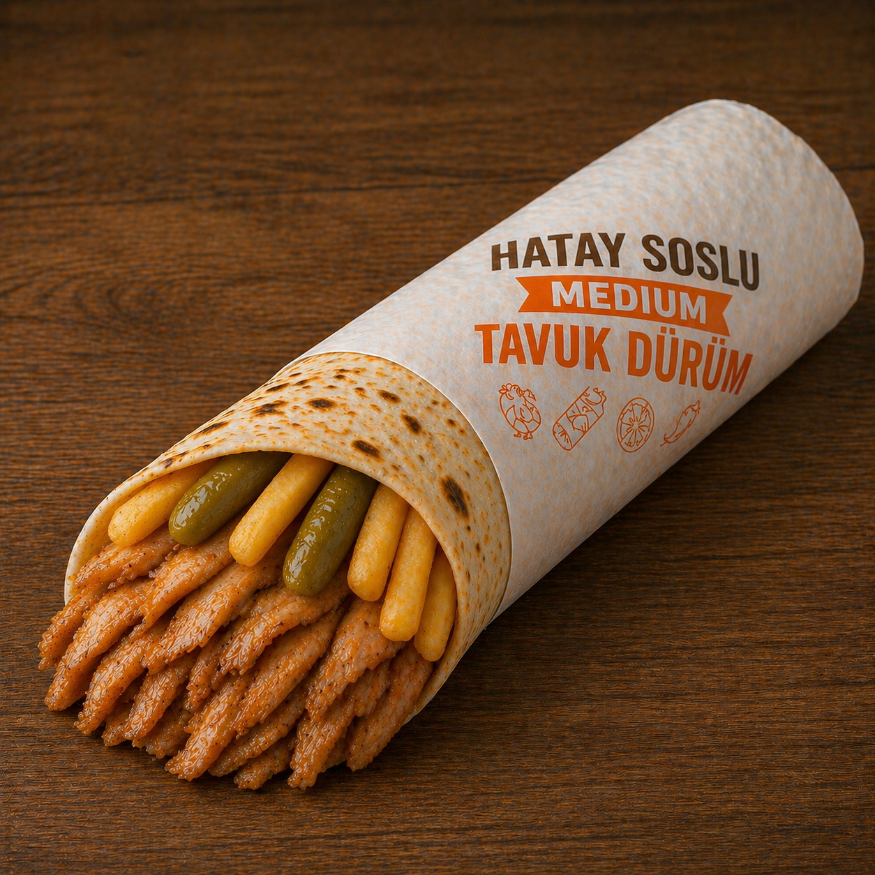Soslu Hatay Tavuk Medium Dürüm