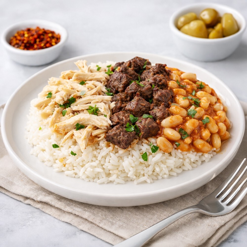Tavuklu & Tavuk Çiğerli Kuru Fasulyeli Pilav