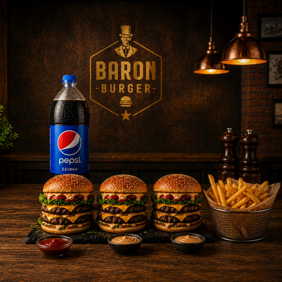 3'lü Double Burger Menü