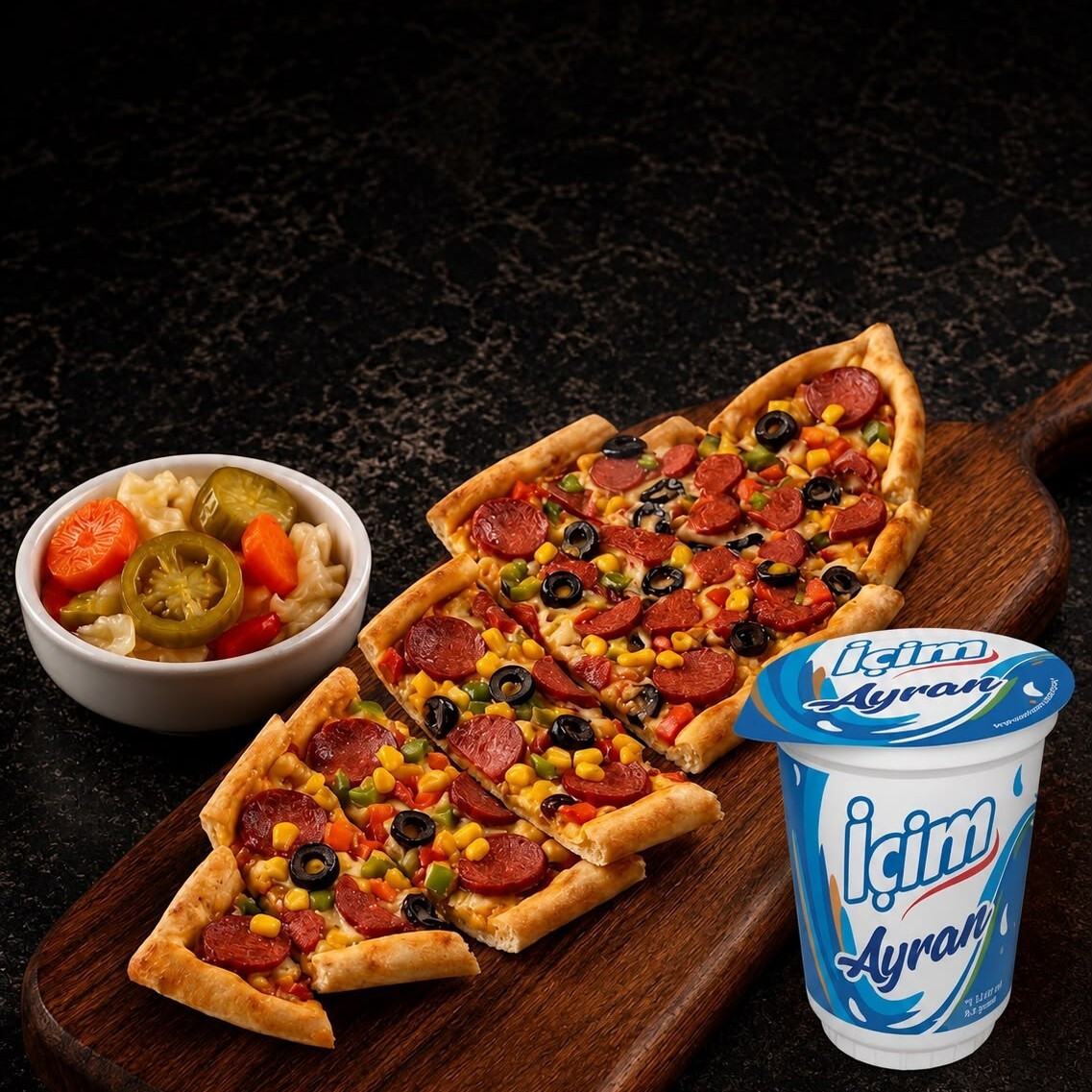 45 Cm Boyutunda Sosisli Kaşarlı Pide Menü