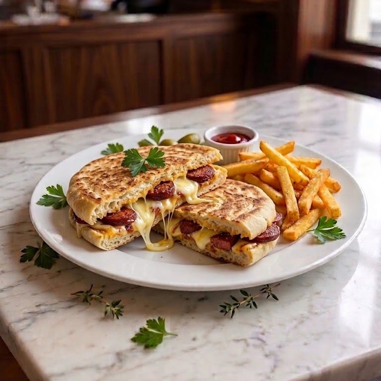 Sucuklu Kaşarlı Bazlama Tost