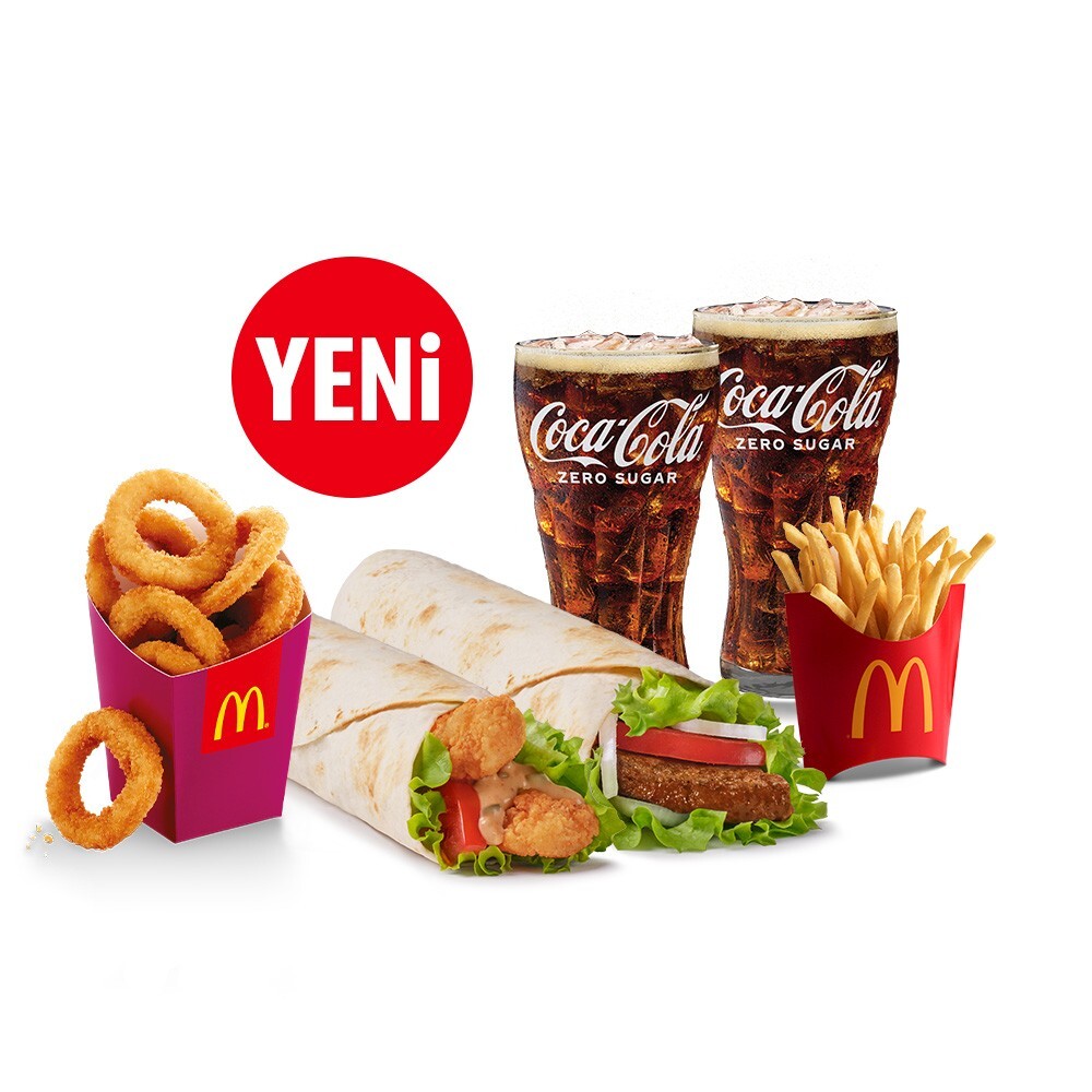 İkili Dürüm Menü (Adana Usulü Köfteli + Tatlı Turşulu Mayonezli Tenders Dürüm)