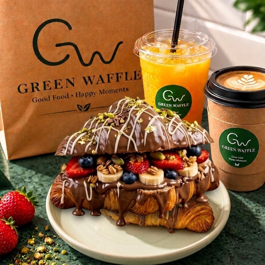 Kruvasan Waffle + Yanında Seçtiğin İçecek