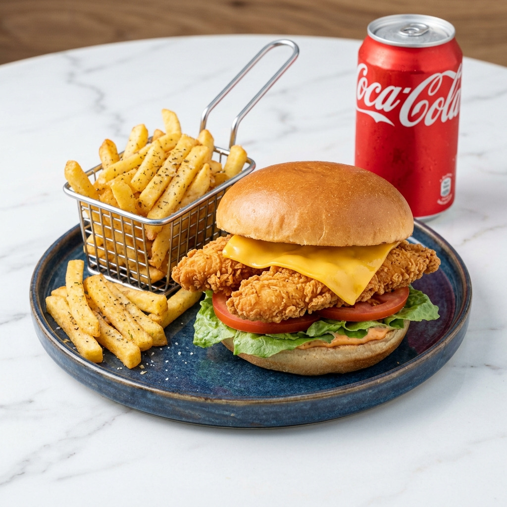 Cheddarlı Tavuk Burger Menü
