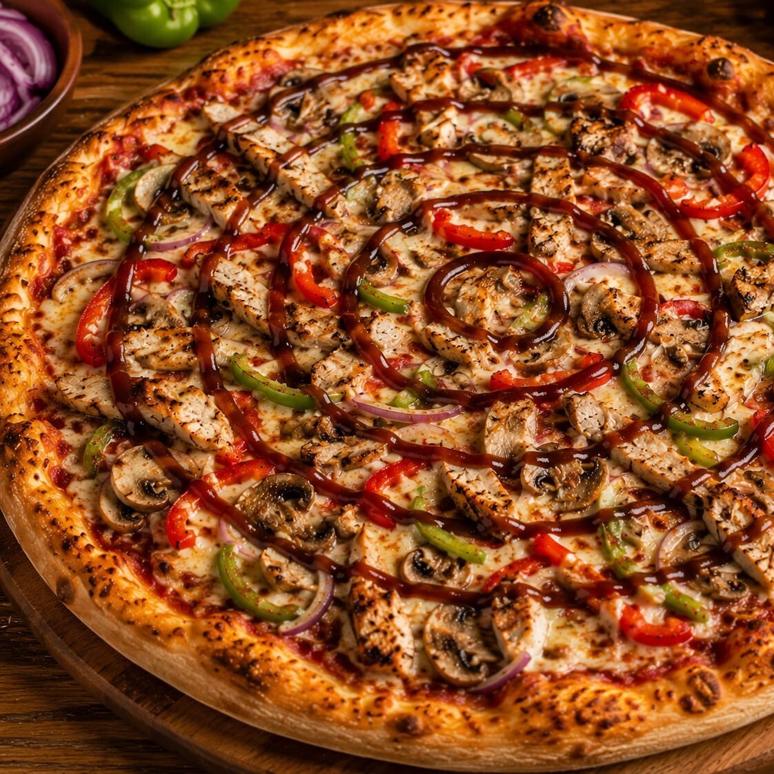 Barbükü Sos Tavuklu Pizza (Orta)