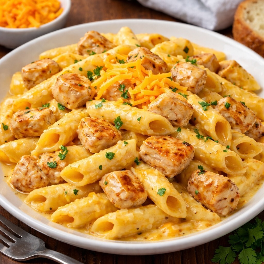 Cheddar Soslu Kremalı Tavuklu Penne