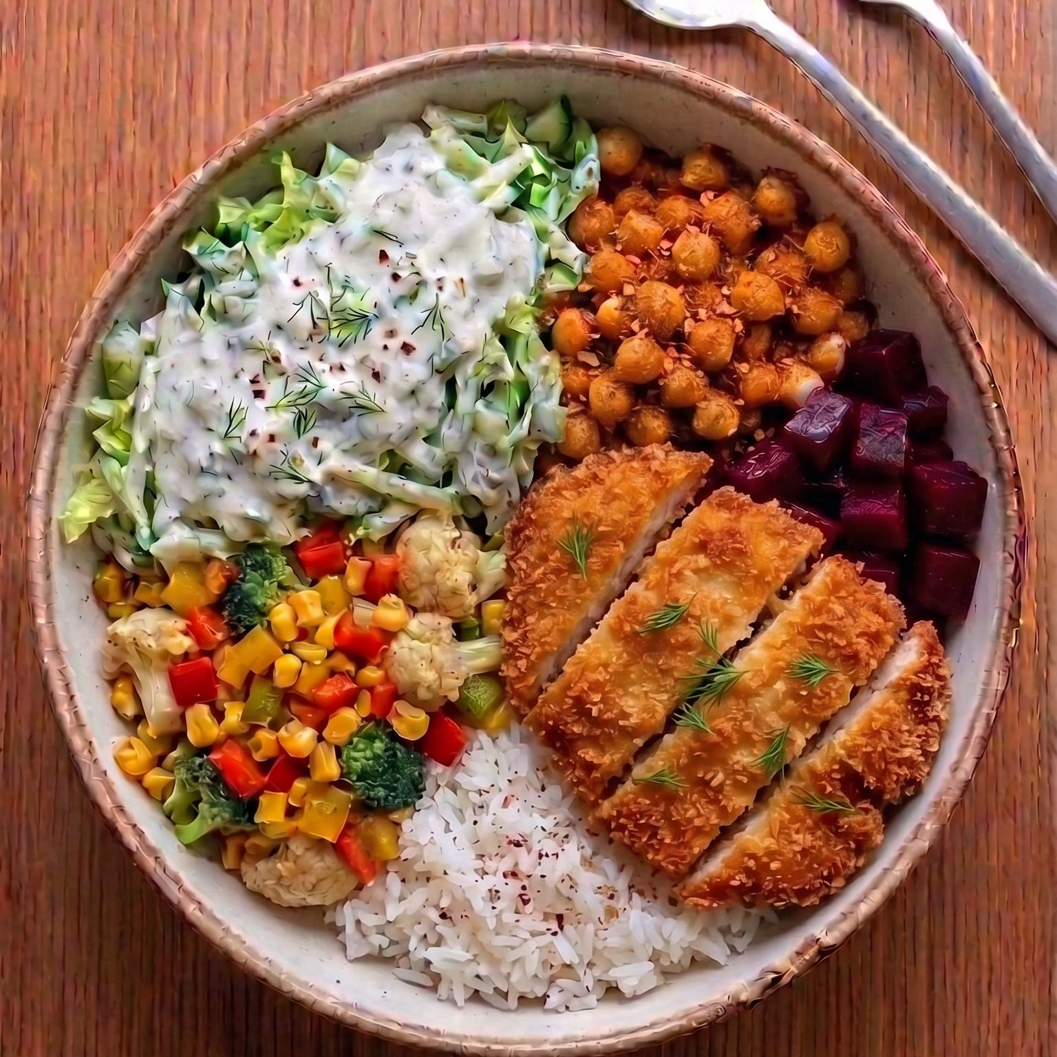 Seçeceğiniz Soslarla Chicken Schnitzel Bowl
