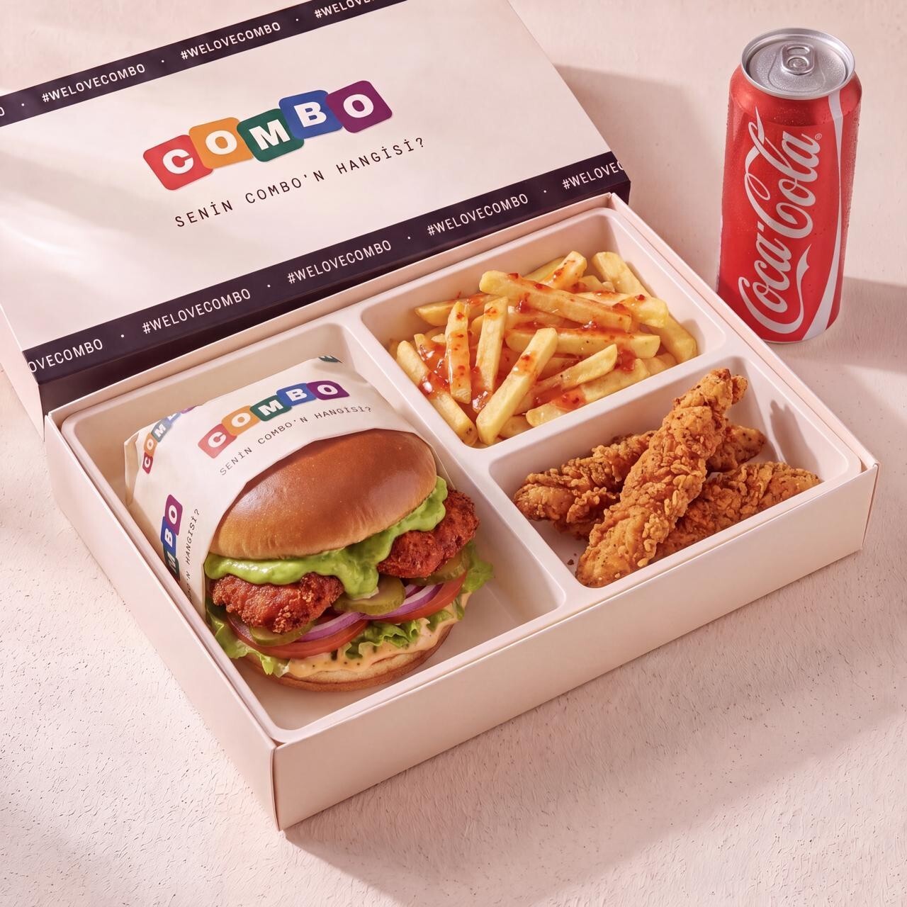 Avocado Soslu Cajun Burger Menü +1 Kutu İçecek