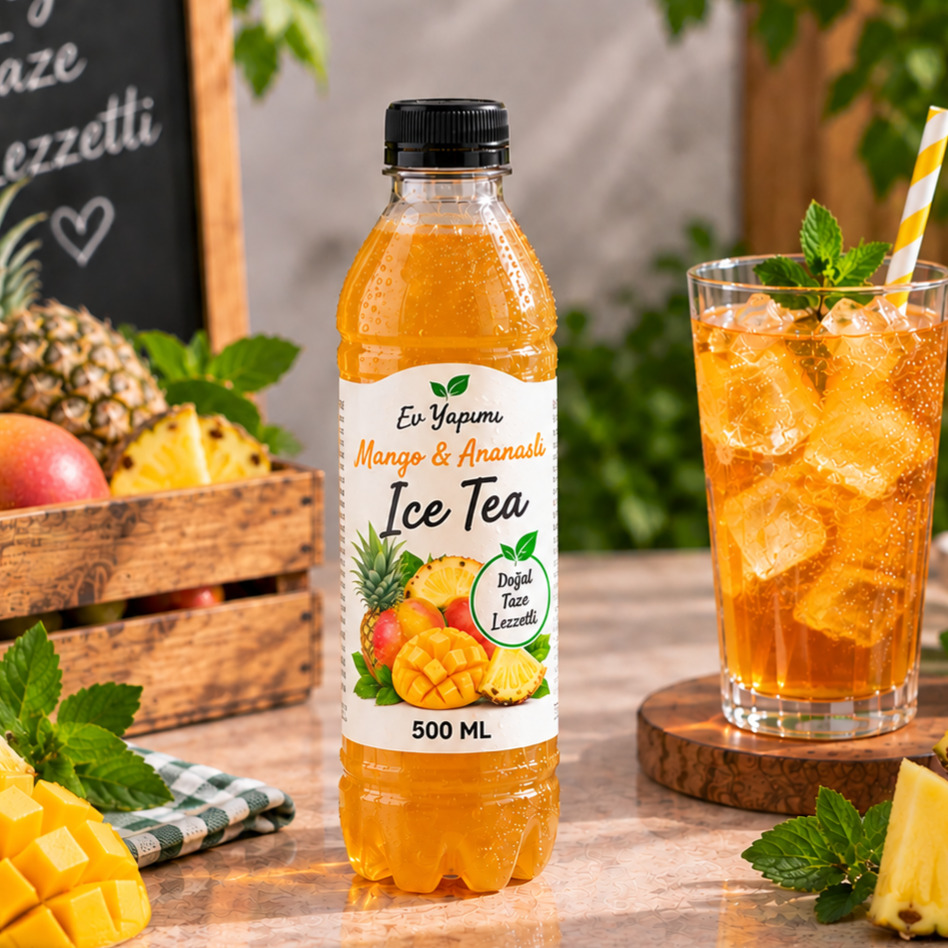 Ev Yapımı Mango Ananas Ice Tea 500 Ml