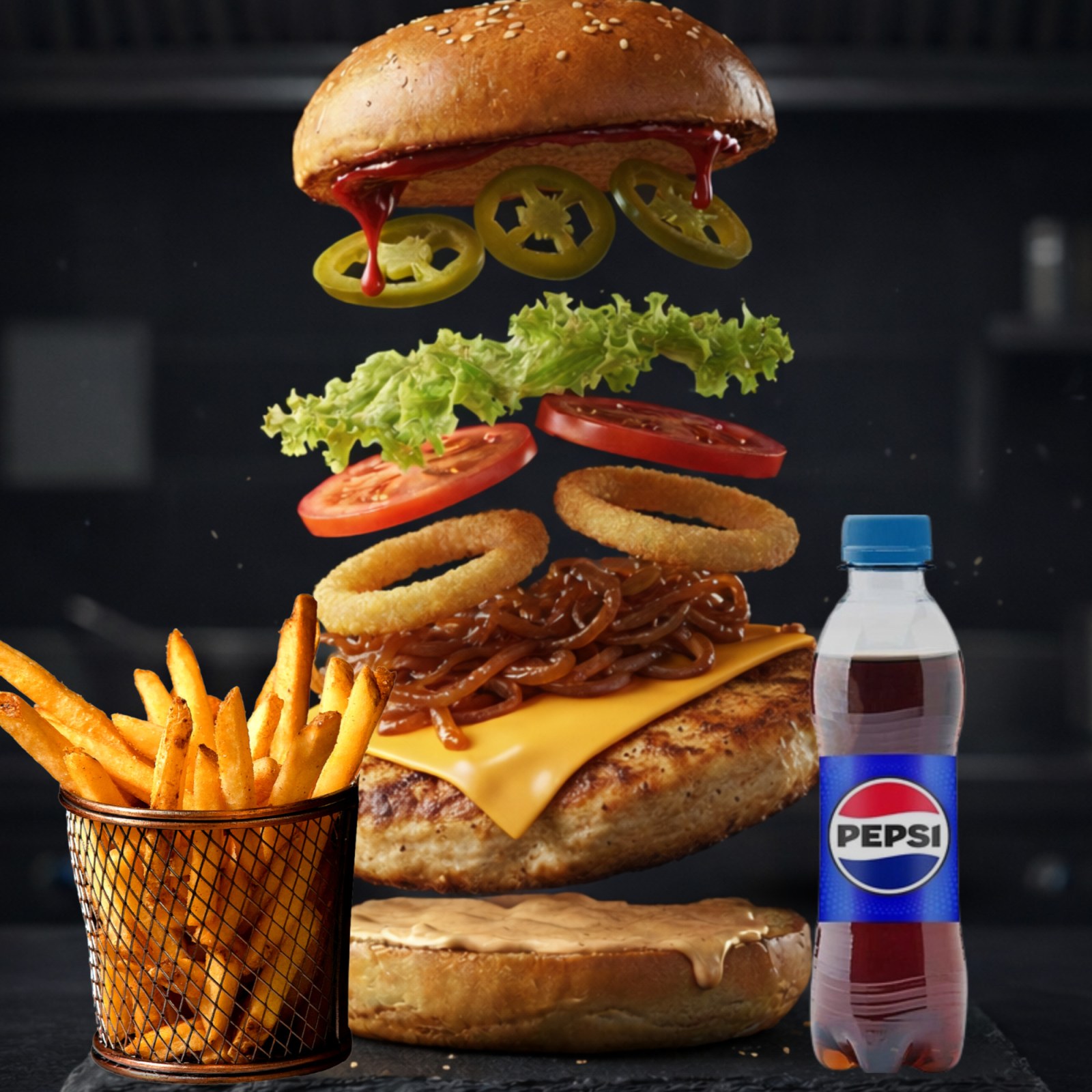 Rodeo Tavuk Burger, Patates Kızartması, İçecek (250 ml)