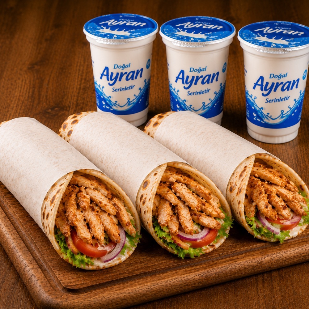 3'lü Tavuk Dürüm + Ayran Menü