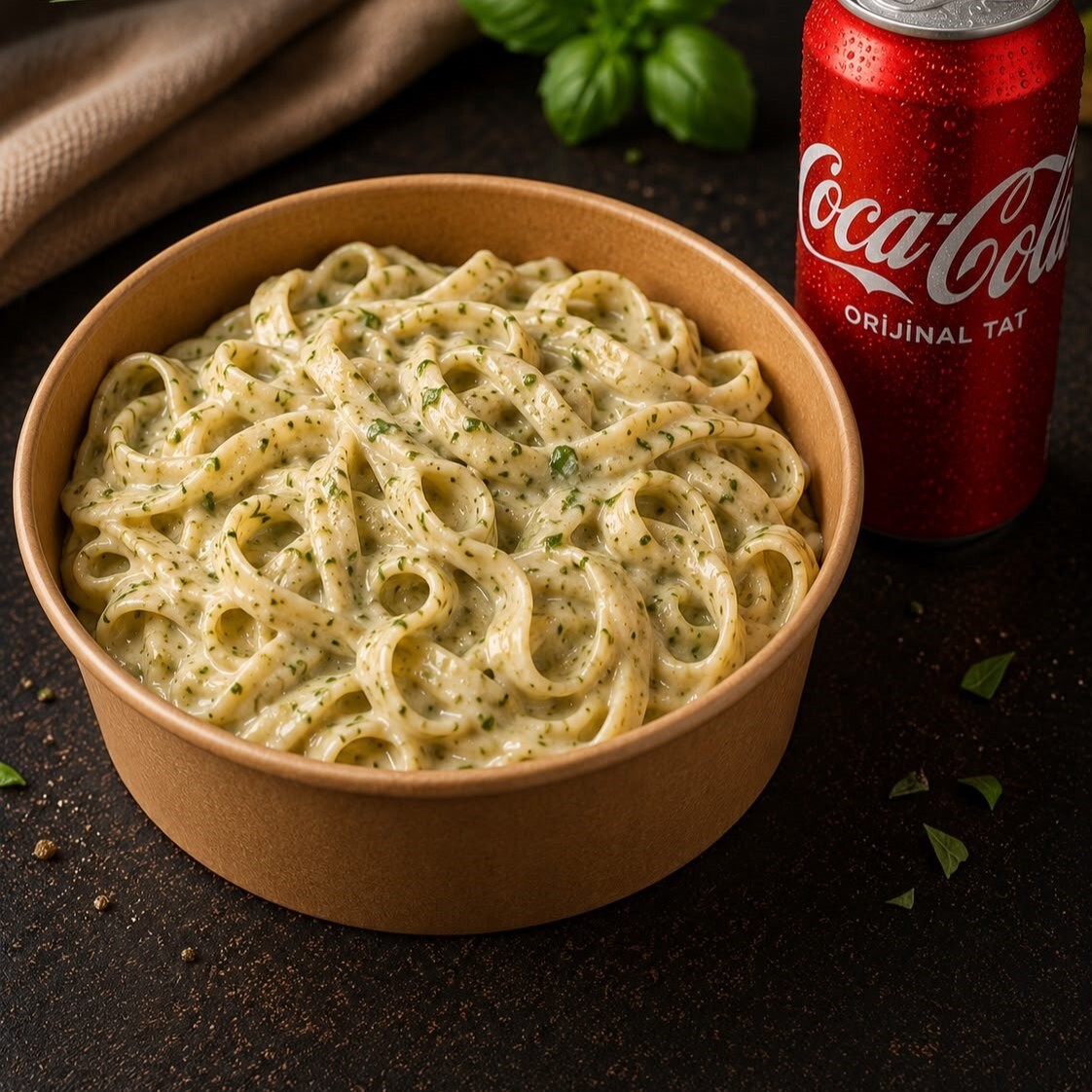 Fettuccine Alfredo(tavuksuz) + İçecek