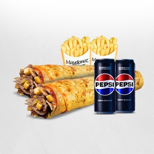 2'li Et Döner Large Dürüm (45 cm.) Menü