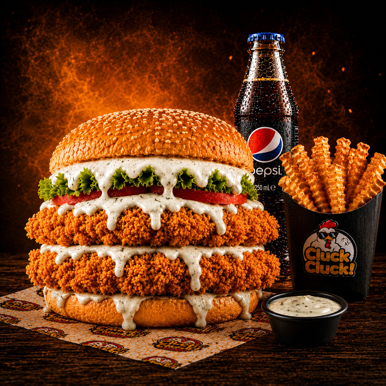Double Crunch Burger Menü