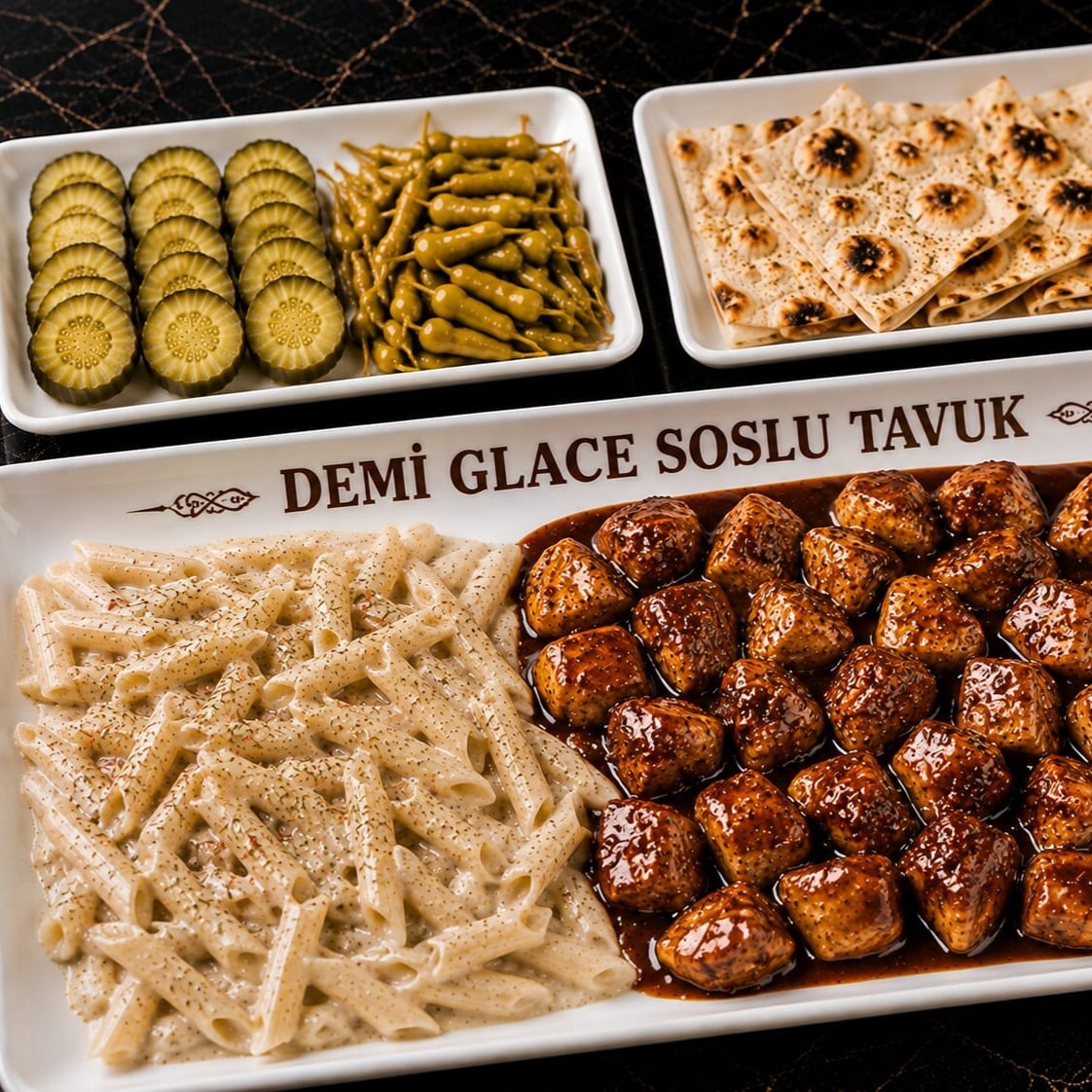 Demi Glace Soslu Tavuk & Kremalı Penne Makarna