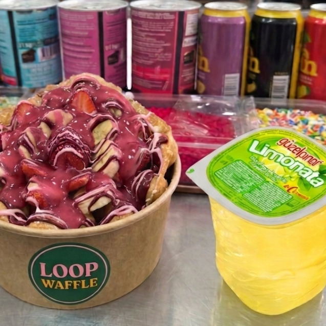Çilek Waffle Bowl + Limonata