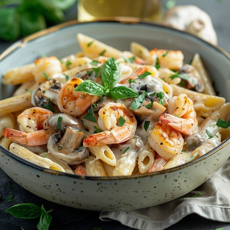 Kremalı Mantarlı Tavuklu Penne