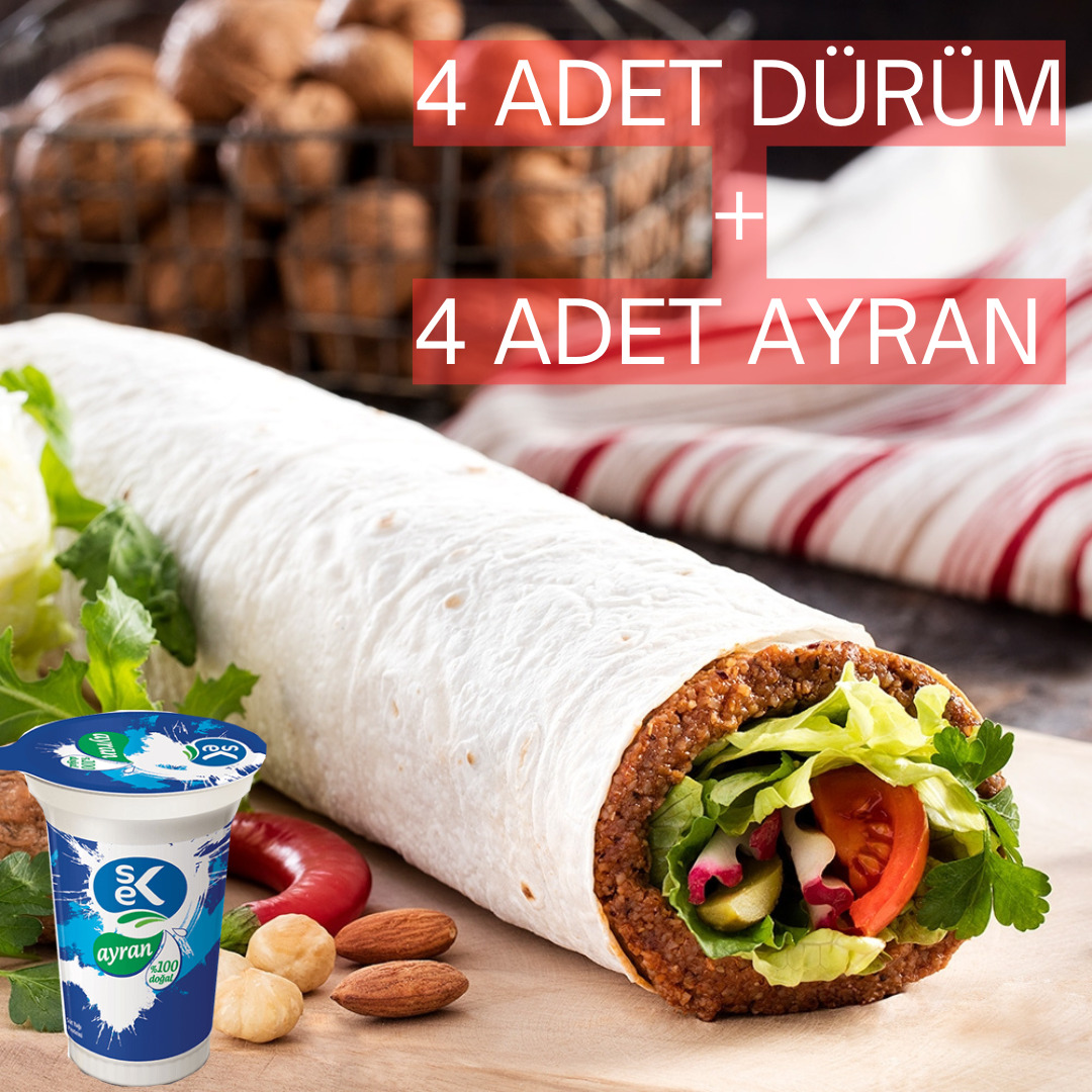 Dürüm Severler Menüsü (4 Adet Dürüm & 4 Adet Ayran)