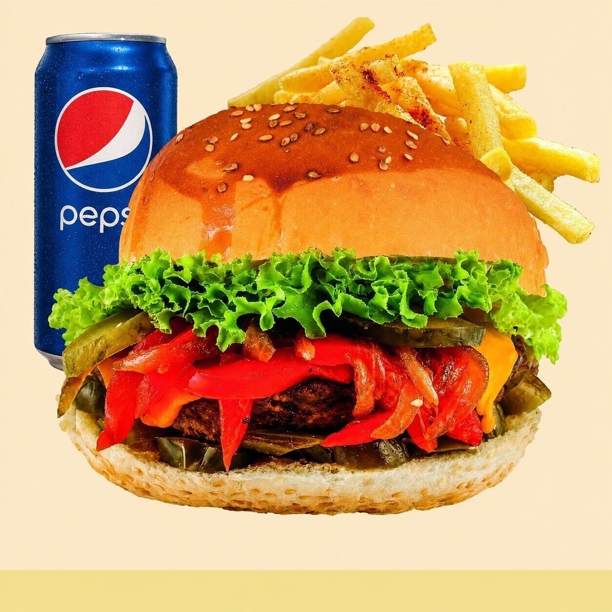 Acılım Burger Menü + Pepsi ( 33 Cl.)