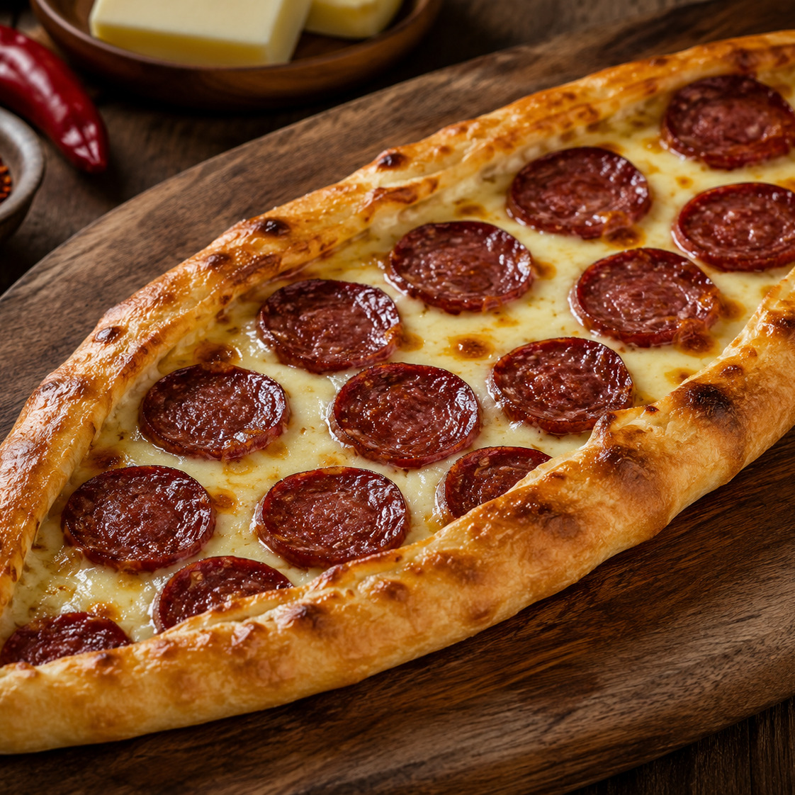 Kaşar sucuklu Pide
