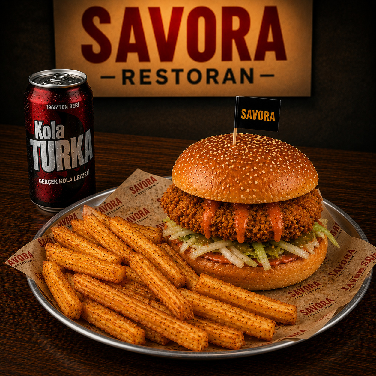 Sweet Fried Chicken Burger + Patates + İçecek
