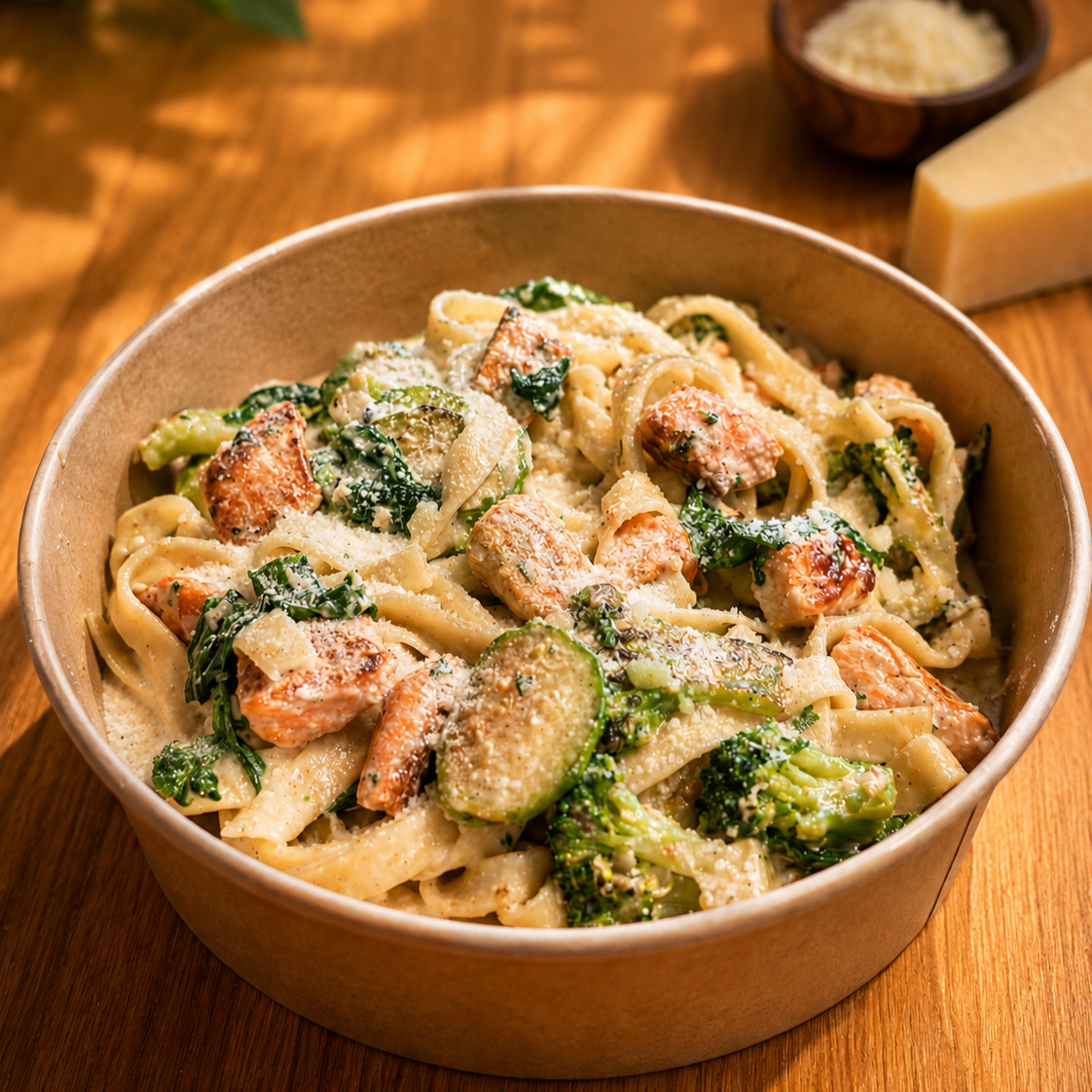 El Yapımı Somonlu Sebzeli Fettuccine (Normal)