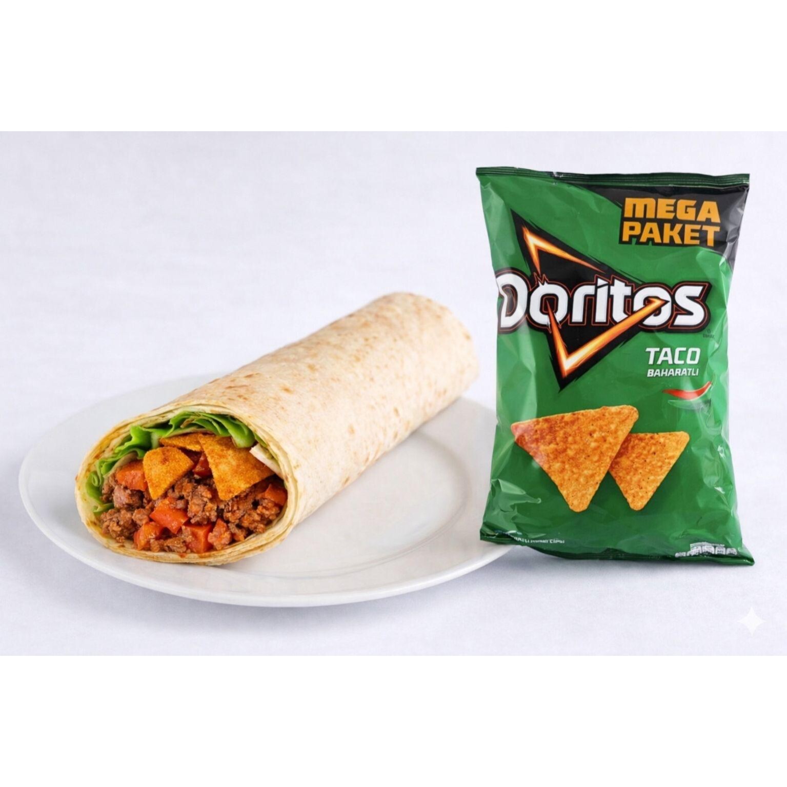 Doritoslu Double Çiğ Köfte Dürüm