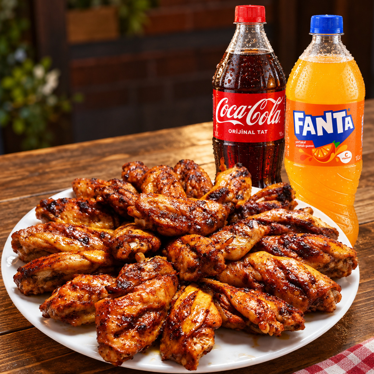 Közlenmiş Tavuk Kanat (1 kg.) + Coca-Cola 1 LT