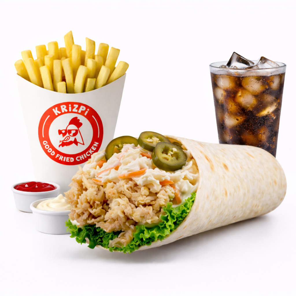 Jalapeno Wrap + İçecek + Patates Kızartması + 2 Adet Sos
