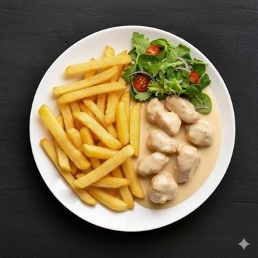 Krema Soslu Tavuk + Patates Kızartması