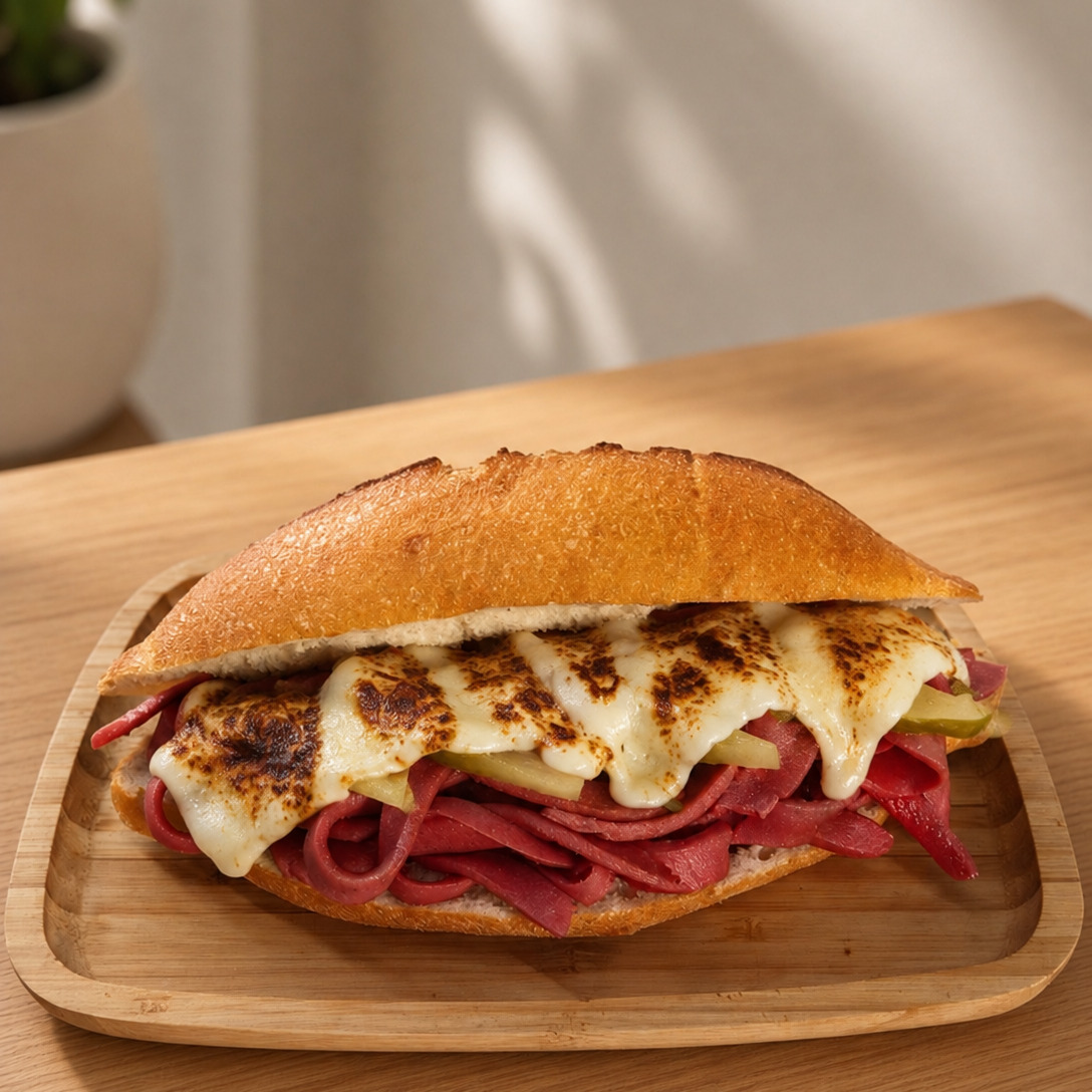 Double Sosisli Kaşarlı Sandviç