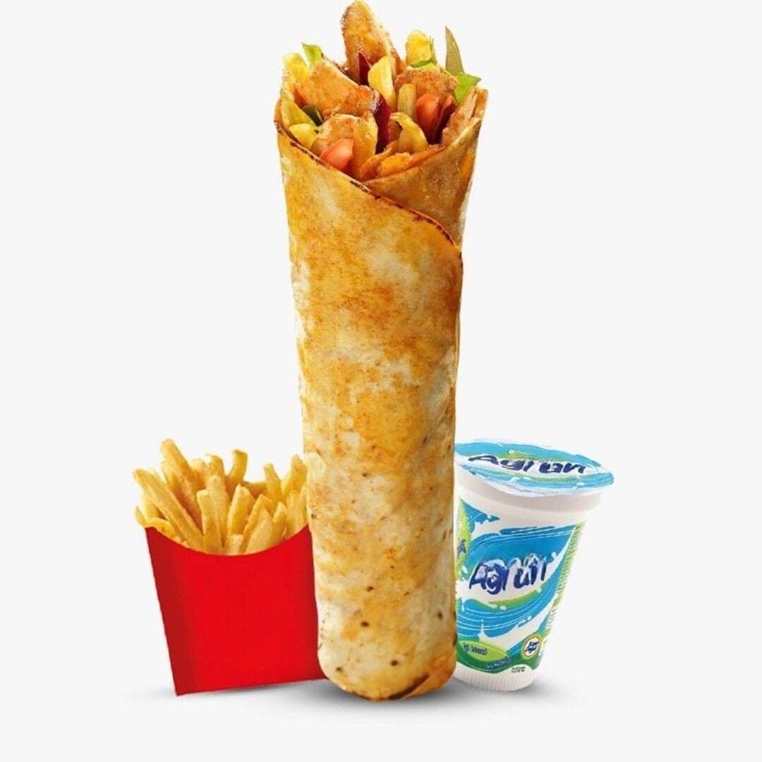 Tavuk Döner Dürüm(70gr) + Cips + Ayran Menü 1