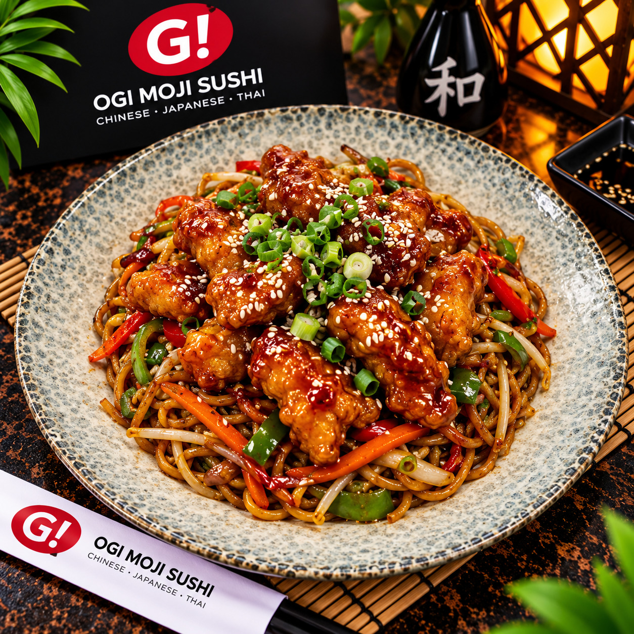 Sebzeli Noodle üstü General Tso