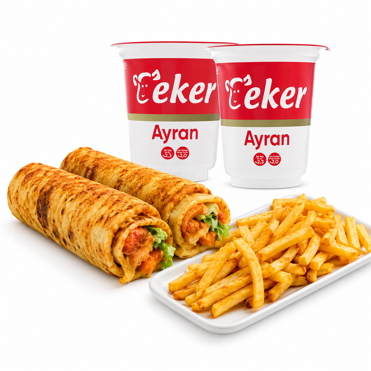 2 Adet 100 Gr Dürüm + 2 Adet Ayran + 1 Porsiyon Cips