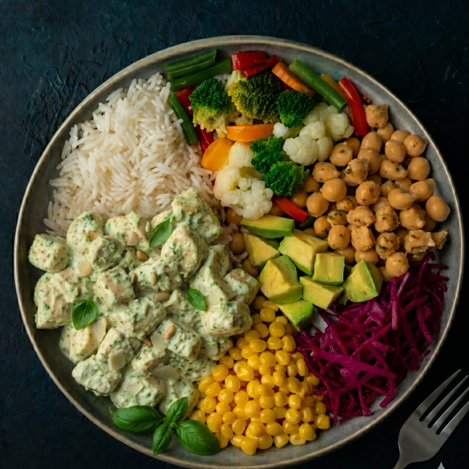 Pesto Soslu Tavuk Bowl