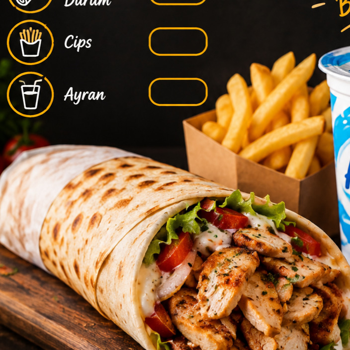 Atom Soslu Zurna Tavuk Döner Dürüm Menü 1