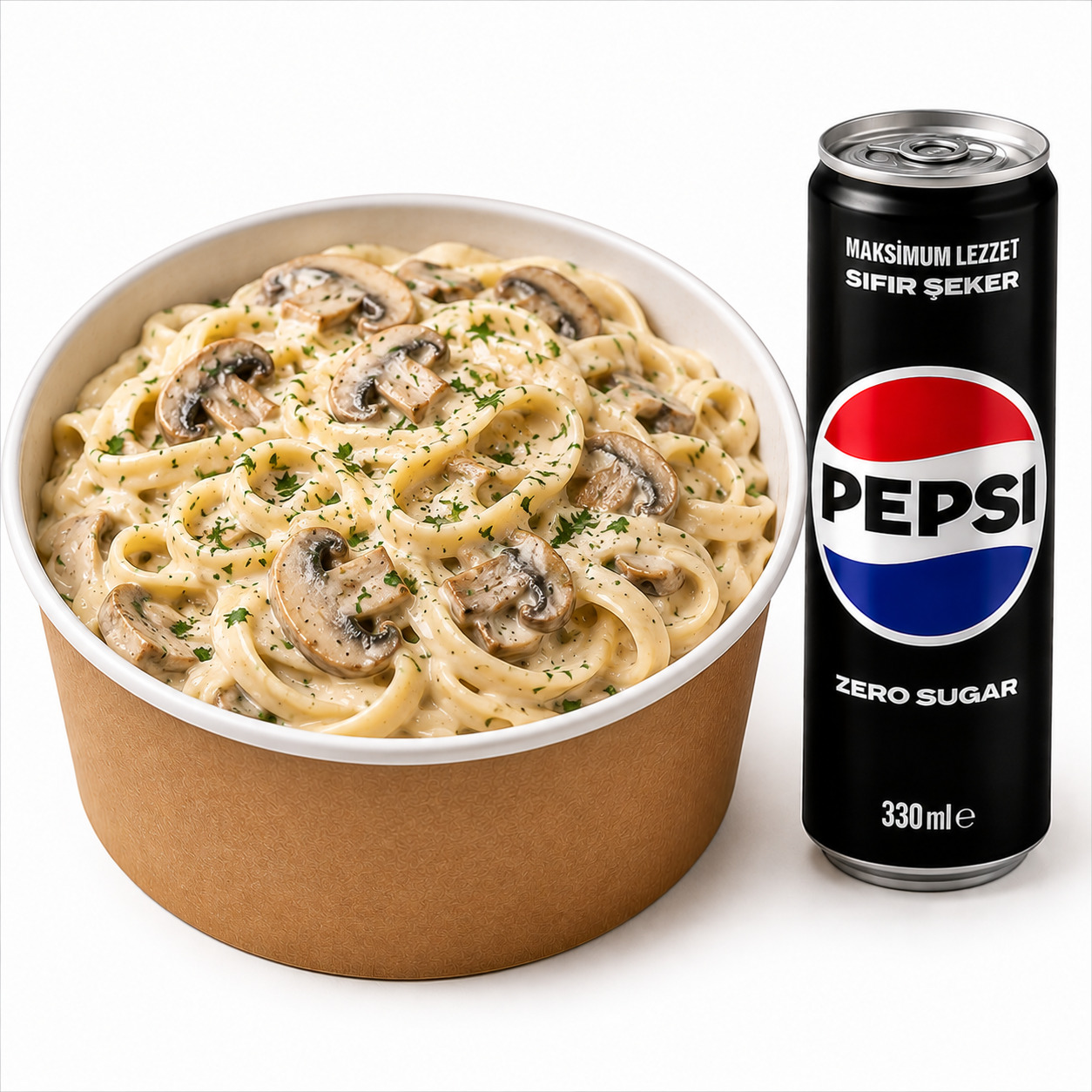 Fettuccine Funghi & Pepsi Max (330 ml)