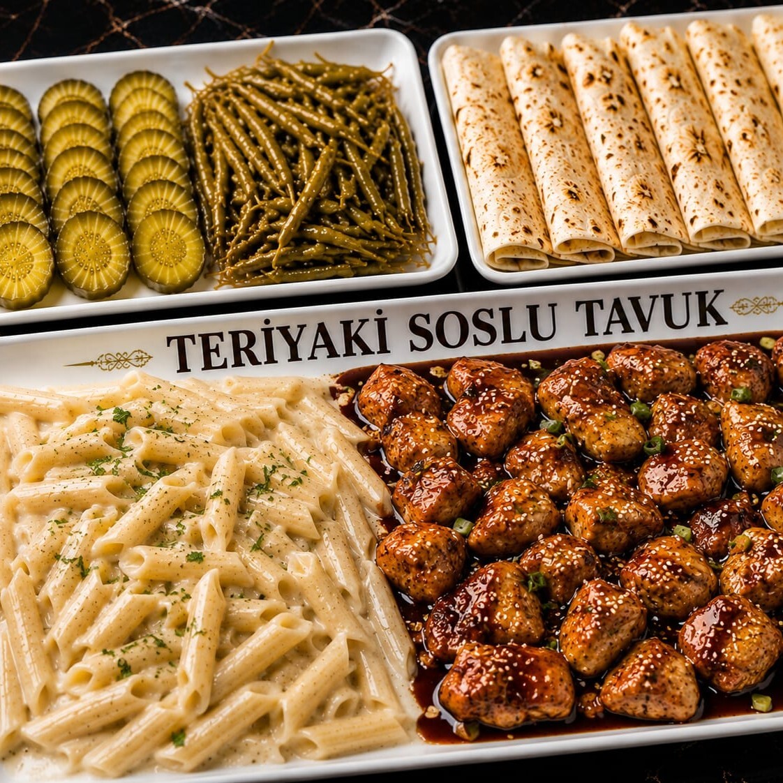 Teriyaki Soslu Tavuk & Kremalı Penne Makarna