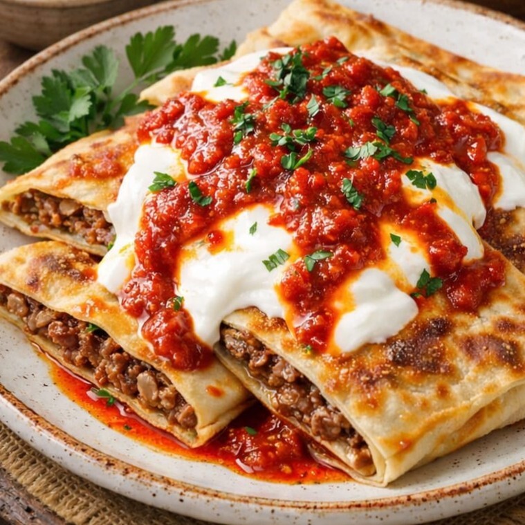 Kıymalı Patatesli Yoğurtlu Gözleme