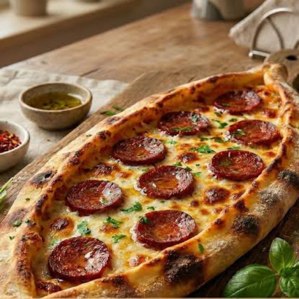 Sucuklu Kaşarlı Pide (Açık) Menü